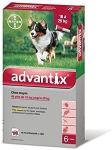 Bayer Advantix Chien moyen (10 à 25 Kg) 6 pipettes antiparasitaires 2,5 ml