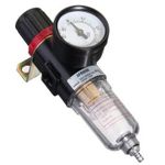 Supreme Control System 1/4" G Air Compressor 130PSI Regulator Moisture Water Trap Filter| Oil-water separator regulator lubricator|Pressure Relief Regulator Valve with Gauge Hose | Airbrush Compressor