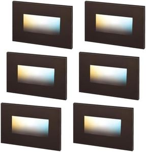 LEONLITE Classic Series 120V LED Step Lights, Dimmable 3.5W Indoor Outdoor Stair Light, 150lm, ETL Listed, Horizontal, IP65 Waterproof, Aluminum, CRI 90, 3000K Warm White, Oil Rubbed Bronze, Pack of 6