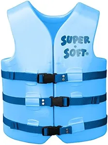 TRC Recreation Super Soft Vinyl Coated Foam USCG Approved Type III PFD Adult Water Safety Life Jacket Swim Vest, Medium, Blue