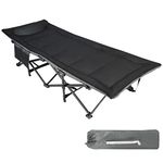 REDCAMP Padded Folding Camping Beds for adults, 28" Extra Wide Heavy Duty Sturdy Camp Bed with Mattress Portable, Strong Thicker Tubes Sleeping Cot Outdoor Travel Office,Black