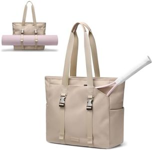 GOLF SUPAGS Tennis Tote Bag for Women with Yoga Mat Straps, Racket Holder Bags with 14" Laptop Compartment, 24L Lightweight Sports Bag with Wet Pocket (Apricot)