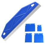 Paint Shield,Paint Cutting in Tools,Paint Edging Tool,Skirting Board Painting Guard,with 4PCS Plastic Scrapers,Stainless Steel Paint Shield,for Precision Painting Repairing Cut Wallpaper(Blue)