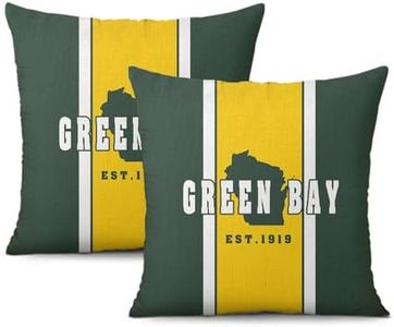 2pcs Green Bay City Throw Pillow Covers, Football Pillow Case Decoration for Home Sofa, Football Fan Gifts for Men Women 18 x 18 inch