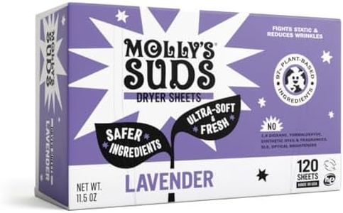 Molly's Suds All Natural Fabric Softener Dryer Sheets for Sensitive Skin | Compostable, Plant-Based Static Reducer, Lavender (120 Sheets)