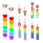 Pride Earrings for Women Rainbow Earrings Bi Pride Earrings Studs LGBT Gay Earrings Pride Accessories Outfits for Women Pride Month Shirts, Brass, No Gemstone