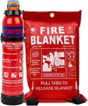 Small Home Fire Safety Pack, Small 600g Aerosol Dry Powder Fire Extinguisher & 1m x 1m Soft Case Fire Blanket (600g Fire Extinguisher)