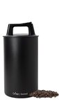 Vacuum Canister for Coffee & Dry Food | Stainless Steel Jar | Push Air Out to Preserve Freshness | Matte Black | 1.7 L / 57 oz