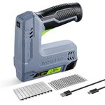 WORKPRO Cordless Staple Gun | 2 in 1 Electric Nail Gun with 1000pcs Staples and 1000pcs Nails | Lightweight Electric Stapler with Triple Safety Mechanism | Ideal for Upholstery, Roofing, Carpeting