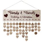 NUOBESTY Family and Friends Birthday Reminder Calendar DIY Wall Hanging Wooden Calendar Board Plaque for Birthday Anniversary for Mother Grandma