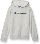 Champion Boys' Pullover Hoodie, Oxford Grey Heather Script, 4