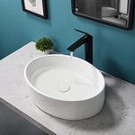 Davivy 19.3'' X 13.8'' Oval Vessel Sink with Pop Up Drain,Bathroom Vessel Sinks,Bathroom Sinks Above Counter,White Vessel Sink,Counter top Sink,Ceramic Vessel Sink,Oval Sink Bowls for Bathroom