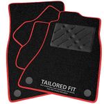 Car Mats FOR Mercedes GLA 2014-2019 Black Carpet - Red Ribbed Trim - Black Rectangle Heel Pad [SAPP-1564]