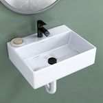 Plantex Ceramic Wash Basin for Bathroom/Wall Hung Basin/Basin for Bathroom/Washbasin for Restaurant, Hotel (Glossy White/Cubic)