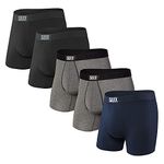 Saxx Men's Underwear – Vibe Boxer Briefs with Built-in Ballpark Pouch Support – Pack of 5, Black/Grey HTR/Navy, X-Large