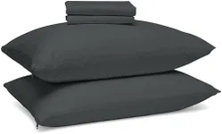 CirclesHome Pillow Covers with Zipper King Size - 2 Pack - 100% Cotton Soft and Breatheable Pillow Protectors - Protects Pillows from Dirt, Dust and Debris - Charcoal