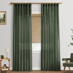 Olive Green Linen Boho Curtains for Living Room 84 Inch Length 2 Panels Set,Back Tab Window Treatments Curtain Drapes,Light Filtering Semi Sheer for Bedroom Aesthetic Neutral Decor