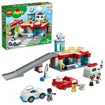 LEGO 10948 DUPLO Car Park and Wash Set, Toy for Toddlers 2 + Years Old with Garage, Petrol Station & Push Along Car