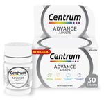 Centrum Advance Multivitamin Tablets for Men and Women, 30 Tablets, Vitamins with 24 Essential Nutrients including Vitamin C, D and Zinc (Packaging May Vary)