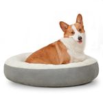 Love's cabin Round Donut Cat and Dog Cushion Bed, 25in Pet Bed for Cats or Small Dogs, Anti-Slip & Water-Resistant Bottom, Super Soft Durable Fabric Pet Beds, Washable Luxury Cat & Dog Bed Grey