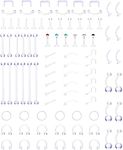Milacolato 90Pcs Clear Piercing Retainers Flexible Bioflex Lip Ear Nose Septum Lip Labret Stud Retainer Belly Button Cartilage Helix Tragus Earrings Horseshoe Plastic Industrial Body Piercing Jewelry