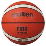 Molten BG2000 Basketball, Indoor/Outdoor, FIBA Approved, Premium Rubber, Size 5, Orange/Ivory, Suitable For Boys Age 7, 8, 9, 10 & 11, Girls age 12 & 13