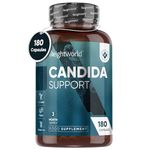 Candida Support - 180 Vegan Capsules - 3 Months Supply - For Men & Women - With Aloe Vera, Caprylic Acid, Grape Seed Extract & Rosemary Powder & Probiotics 400 Million CFU - Candida Cleanse Supplement