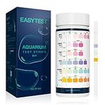 EASYTEST 6 in 1 Aquarium Test Strips, 150 Strip Pack Aquarium Water Test Kit for Freshwater, Fish Tank, Fish Pond, Accurate Testing Total Hardness, Carbonate Nitrate, Nitrite, Cl2, pH