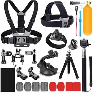 YHTSPORT 20-In-1 para Accesorios Gopro, Kit de Accesorios para cámara de acción para GoPro Hero 13 12 11 10 9 8 MAX 7 6 5 4 3 SJ4000 Xiaomi Yi DBPOWER y Otras cámaras Deportivas (20 in 1)