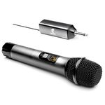 TONOR Wireless Microphone, UHF Metal Cordless Handheld Mic System with Rechargeable Receiver, 1/4” Output for Amplifier, PA System, Singing Karaoke Machine, 200ft (TW620), Grey