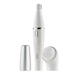 Braun FaceSpa Face Epilator, Hair Removal with Facial Cleansing Brush Head, 100% Waterproof, SE810, White