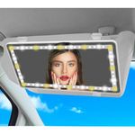 FomCcu Car Visor Vanity Mirror with Lights Rechargeable Cosmetic Mirror Light Touch Screen Dimmable Rear View Makeup Mirror with 3 Light Modes 60 LEDs for Car Truck, White