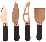 Taylors Eye Witness Cheese Knife Set with Slate Board - [Rose Gold] Brooklyn 4-Piece Knives for Soft, Hard, Grating & Fresh Cheeses. Titanium Plated Blades. Soft Grip Handles. 2 Year Guarantee.