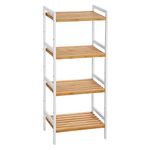 SONGMICS 4-Tier Bamboo Storage Rack for Bathroom, Kitchen, Bedroom, 45 x 31.5 x 111 cm, Natural and White BCB74WN