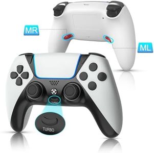 Elite PC/PS4 Controller for Fortnite Features Turbo and 2 Paddles,YMIR Wireless for Playstation 4/Fire TV/PC/Steam/Tesla/phone,ALPS Precise No Drift Joystick,Vibration,1200 mhA Battery,White Gamepad