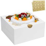 Dona.fen 24 Pack 10X10X5 Inch White Cake Boxes with PVC Window-Bakery Boxes for Cakes, Treats, Cookies, Cupcakes and Donuts,Dessert Box- Pastry Box-Snack Box-Bulk Gift Box-Includes Stickers