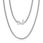 Amberta 925 Sterling Silver Necklace for Men - Franco Chain 2.5 mm: Mens Silver Chain Necklace 28 inch/ 70 cm