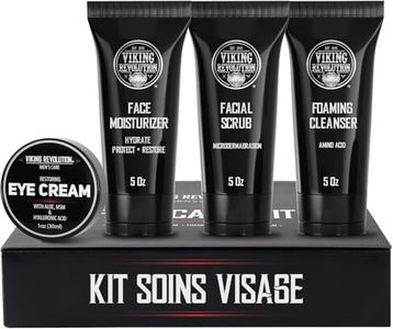 Viking Revolution - Coffret Soin Visage Homme - Inclut (142 ml chacun) 1 Crème Hydratante, 1 Gommage Visage Exfoliant, 1 Nettoyant Visage, 1 Crème pour les Yeux (29ml) - Cadeau Homme