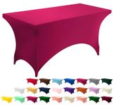 Utopia Kitchen Spandex Table Cloth 1 Pack [6FT, Fuchsia] Tight, Fitted, Washable and Wrinkle Resistant Stretch Rectangular Patio Table Cover for Event, Wedding, Banquet & Parties [183Lx76Wx76H] cm