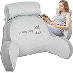 Reading Pillow for Bed 70 x 50cm/27.55 x19.68in Reading Cushion for Bed Back Support with Support Arm Detachable Backrest Pillow Washable Support Rest Pillow for Reading Relaxing Watching TV (huskyB)