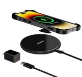 Eazpower Wireless Charging Compatible with Popsocket/OtterBox/Thick Cases Up to 10mm, Wireless Phone Charger Pad 15W Max for iPhone 16/15/14/13/12Pro Max and Samsung Galaxy S23 (with Adapter)