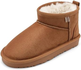 Stelle Kids Snow Boots Girls Boys Winter Ankle Boots Outdoor Warm Slip On Faux Fur Lined Shoes for Toddler/Little/Big Kid（Chestnut,11ML
