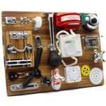 Mostop Busy Board Wooden Montessori Toy for Kids, Educational Activity Sensory Board Preschool Learning Fine Motor Skills Toy Gift, Toddler Travel Sensory Board Toy for Christmas Birthday Gift