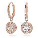 Swarovski Sparkling Dance earrings, Round, White, Rose gold-tone plated