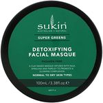 Sukin Super Greens Detoxifying Green Clay Mask - Polishing Clay Facial Mask with Bentonite Mud and Rosehip Oil, Cleanse and Purify Skin, Normal to Dry Skin Types, 100 mL