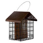 MEKKAPRO Suet Feeder with Hanging Metal Roof, Two Suet Capacity, Bird Feeder Hanger Water Resistant, Hanging Bird Feer Easily Fits 2 Suet Cakes - Wild Bird Feeder Easy to Use & Very Adaptable