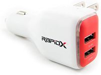 DualX Dual USB Charger for Car and Home by RapidX (Red)