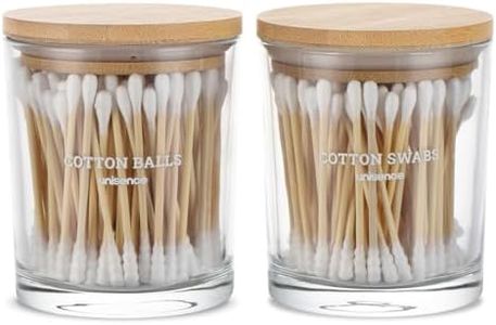 Glass Qtip Holder 2 Pack , Qtip Holder Dispenser Bathroom Set Bathroom Organizers and Storage Q tip Holder with Lid Makeup Storage Organizer for Cotton Swabs,Cotton Balls,Pads,Floss Picks Transparent