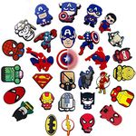 Shoe Charms for Croc, 30 Pcs Superhero Shoe Charms Decoration for Clog Charms and Wristband, Cute Clog Pins Accessories for Girls Women Kids and Men