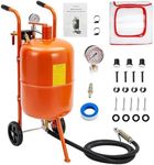 Festisoul 20 Gallon Portable Sand Blaster with 4 Ceramic Nozzles and Oil Water Separator, 60-110 PSI Air Sand Blasting Kit, Abrasive Blaster with 2 Wheels, for Removing Paint, Rust, Stain